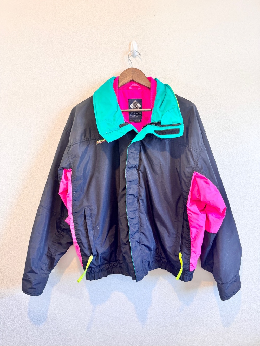 Y2K Gorpcore Colorblock Windbreaker Retro 90s Neon Columbia Jacket Mens L F34